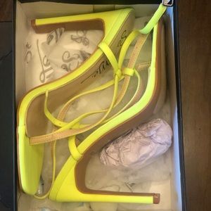 Neon yellow heeled sandals